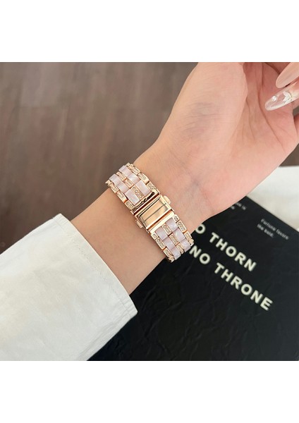 Apple Watch Series 10 46MM/ULTRA 2 Ultra 49MM/SERIES 9 8 7 45MM/SE (2023) Se (2022) Se 6 5 4 44MM/3 2 1 42MM Için 3 Boncuklu Kayış - Gül Altın + Yapay Elmas (Yurt Dışından) fırsatları