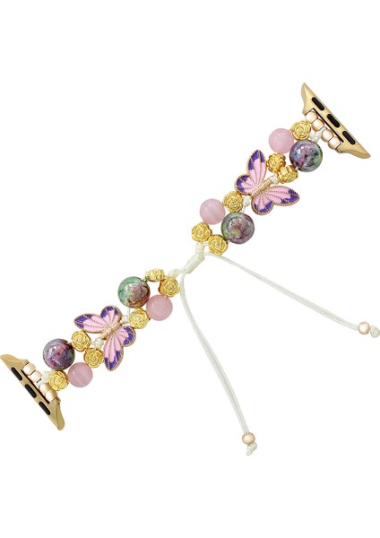 Apple Watch 10 46MM/ULTRA 2/ultra 49MM/9 8 7 45MM/SE (2023) Se (2022) Se 6 5 4 44MM/3 2 1 42MM Boncuklu Halat Saat Kayışı - Renkli (Yurt Dışından)