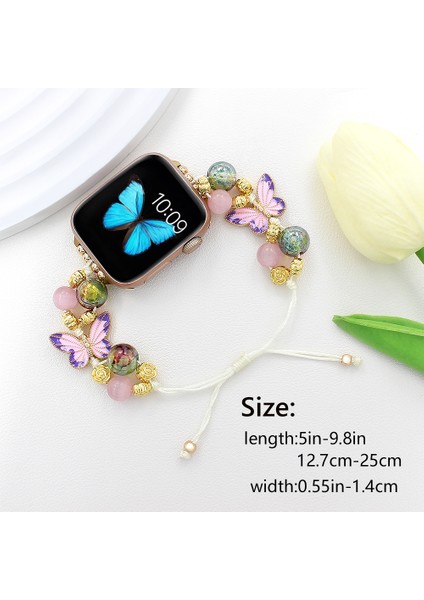 Apple Watch 10 46MM/ULTRA 2/ultra 49MM/9 8 7 45MM/SE (2023) Se (2022) Se 6 5 4 44MM/3 2 1 42MM Boncuklu Halat Saat Kayışı - Renkli (Yurt Dışından) indirimleri