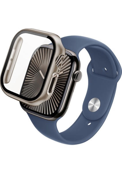 Apple Watch Series 10 42MM Kılıf Için Imak Temperli Cam Filmli Tam Koruma Entegre Watch Pc Kılıfı - Titanyum Altın (Yurt Dışından) fırsatları