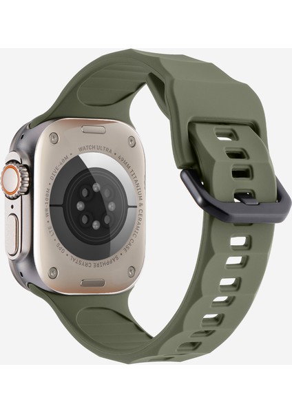 Kalebol Apple Watch 10 46MM/ULTRA 2/ultra 49MM/9 8 7 45MM/SE (2023) Se (2022) Se 6 5 4 44MM/3 2 1 42MM Silikon Spor Saat Kayışı - Gece Yeşili (Yurt Dışından)