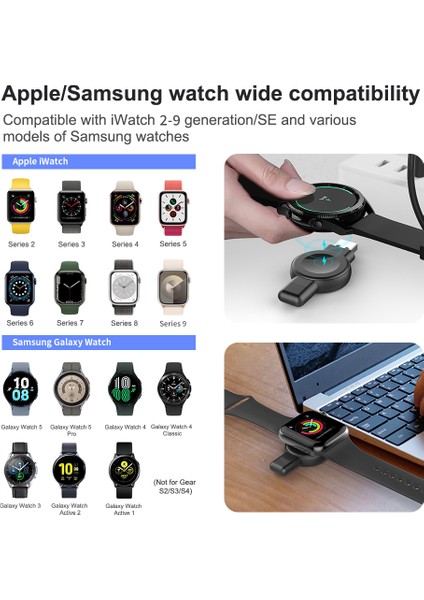 X512 Apple Samsung Evrensel Saat Şarj Cihazı Mini Manyetik Kablosuz Şarj Pedi Type-C + USB Fişli - Siyah (Yurt Dışından) indirimleri