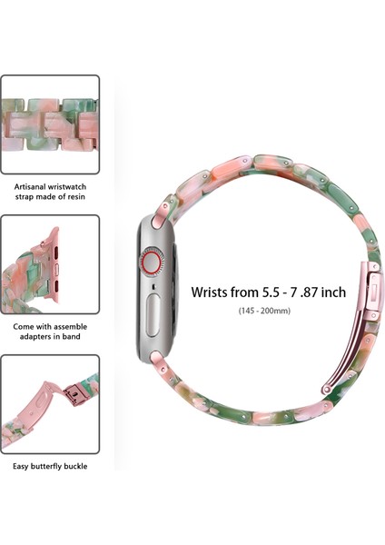 Apple Watch Series 10 46MM/ULTRA 2 Ultra 49MM/9 8 7 45MM/SE (2023) Se (2022) Se 6 5 4 44MM/3 2 1 42MM-PEMBE Yeşil Için Hafif Renkli Reçine Saat Kayışı Değişimi (Yurt Dışından) fırsatları