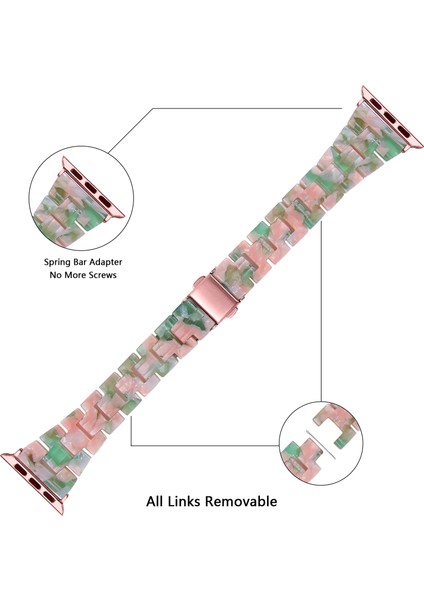 Apple Watch Series 10 46MM/ULTRA 2 Ultra 49MM/9 8 7 45MM/SE (2023) Se (2022) Se 6 5 4 44MM/3 2 1 42MM-PEMBE Yeşil Için Hafif Renkli Reçine Saat Kayışı Değişimi (Yurt Dışından) indirimleri