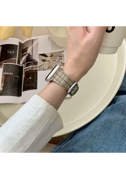 Apple Watch Series 10 46MM/ULTRA 2 Ultra 49MM/SERIES 9 8 7 45MM/SE (2023) Se (2022) Se 6 5 4 44MM/3 2 1 42MM-STIL 7 Için Ekose Yün Kayış (Yurt Dışından) modelleri