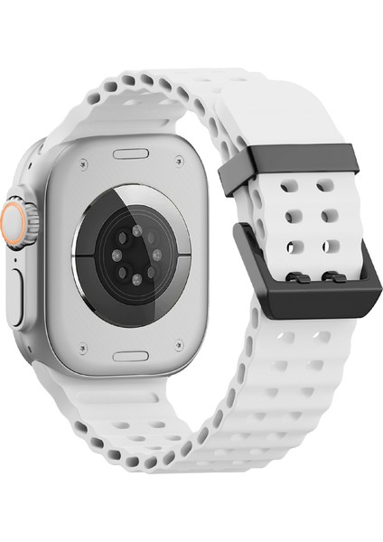 Apple Watch Series 10 46MM/ULTRA 2 Ultra 49MM/SERIES 9 8 7 45MM/SE (2023) Se (2022) Se 6 5 4 44MM/3 2 1 42MM Için Silikon Kayış - Beyaz (Yurt Dışından)