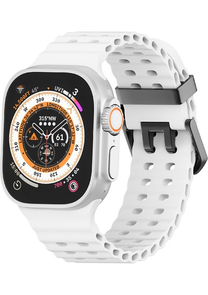 Apple Watch Series 10 46MM/ULTRA 2 Ultra 49MM/SERIES 9 8 7 45MM/SE (2023) Se (2022) Se 6 5 4 44MM/3 2 1 42MM Için Silikon Kayış - Beyaz (Yurt Dışından) fırsatları