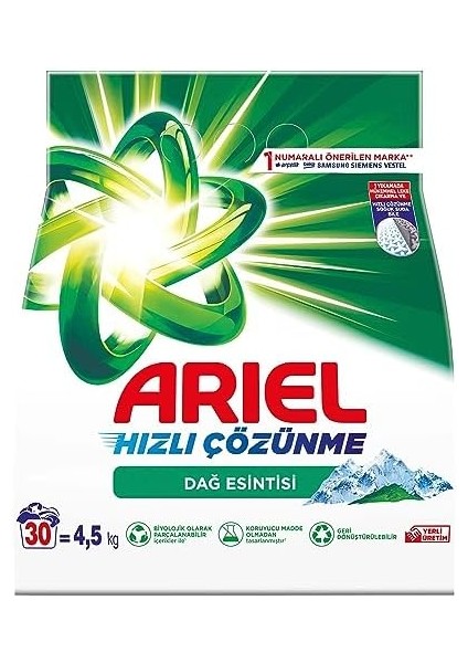 Ariel Dağ Esintisi 4,5 kg Hızlı Çözünme Toz Çamaşır Deterjanı fiyatları