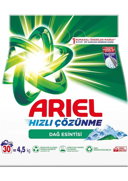 Ariel Dağ Esintisi 4,5 kg Hızlı Çözünme Toz Çamaşır Deterjanı modelleri