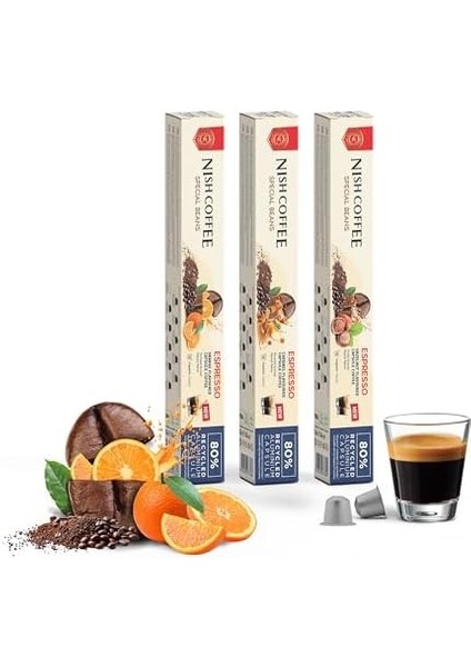 Nish Kahve Aromalı Kapsül Kahve 3'lü Set Karamel Fındık Portakal 30 Adet modelleri