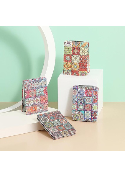 Promosyonca Dekoratif Mozaik Desenli Cep Aynası, Dikdörtgen, Renkli
