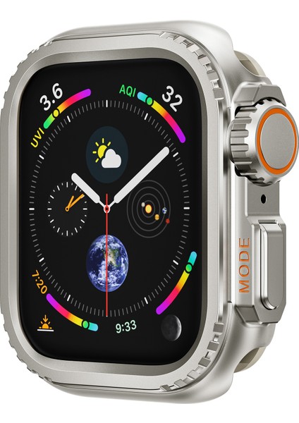 Apple Watch Series 9/8/7 45 mm Spor Saat Koruyucu Kılıf - Titanyum Metal Kasa (Yurt Dışından)