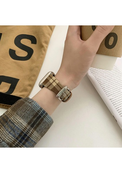 Apple Watch Series 10 42MM/9 8 7 41MM/SE (2023) Se (2022) Se 6 5 4 40MM/3 2 1 38MM-STIL 5 Için Ekose Yün Kayış (Yurt Dışından) modelleri