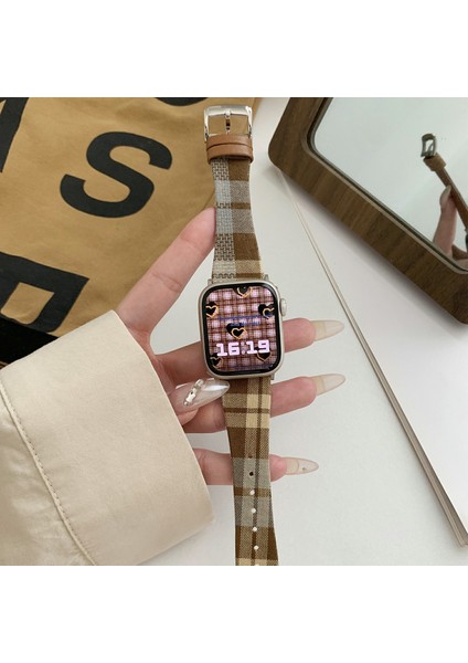 Apple Watch Series 10 42MM/9 8 7 41MM/SE (2023) Se (2022) Se 6 5 4 40MM/3 2 1 38MM-STIL 5 Için Ekose Yün Kayış (Yurt Dışından) indirimleri