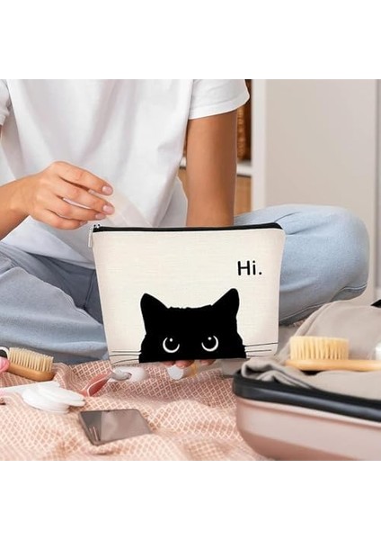 Aputue Küçük Makyaj Çantası, Sevimli Kedi Temalı, Fermuarlı, Taşınabilir Kozmetik Çantası, Kedi Severler, Kadınlar ve Genç Kızlar Için