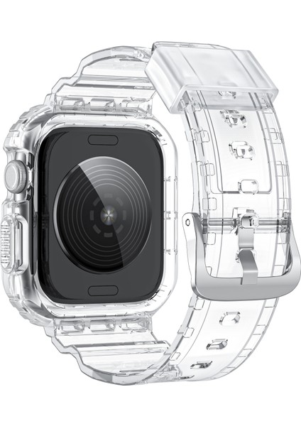 Apple Watch Series 10 46MM/ULTRA 2/ultra 49MM/9 8 7 45MM/SE (2023) Se (2022) Se 6 5 4 44MM/3 2 1 42MM Için Entegre Tpu Kayış + Saat Kılıfı - Şeffaf + Beyaz Çerçeve (Yurt Dışından) fırsatları