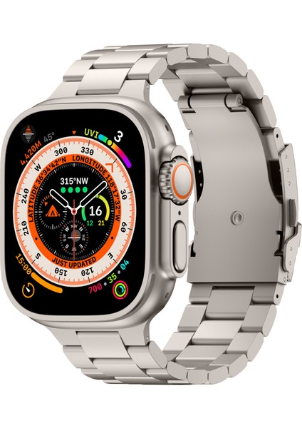 Apple Watch 10 46MM/ULTRA 2/ultra 49MM/9 8 7 45MM/SE (2023) Se (2022) Se 6 5 4 44MM/3 2 1 42MM 3 Boncuklu Titanyum Alaşımlı Saat Kayışı-Titanyum (Yurt Dışından) fırsatları