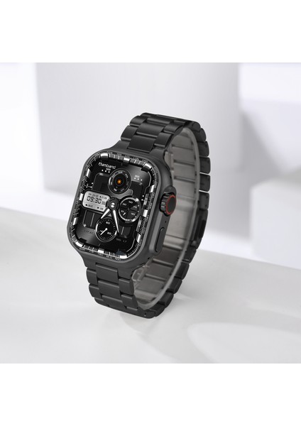 Apple Watch Series 10 46MM/ULTRA 2/ultra 49MM/9 8 7 45MM/SE (2023) Se (2022) Se 6 5 4 44MM/3 2 1 42MM Paslanmaz Çelik Bant - Siyah (Yurt Dışından) fırsatları