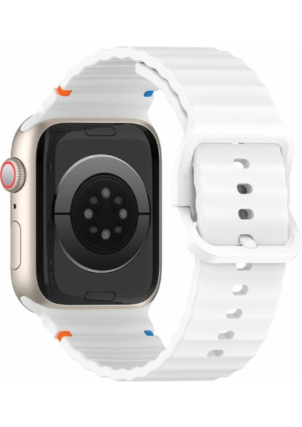 Apple Watch Series 10 46MM/ULTRA 2 Ultra 49MM/SERIES 9 8 7 45MM/SE (2023) Se (2022) Se 6 5 4 44MM/3 2 1 42MM Bant-Beyaz Için Silikon Kayış (Yurt Dışından)