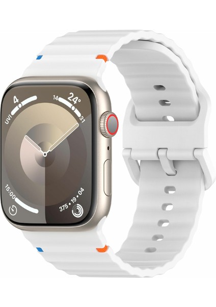 Apple Watch Series 10 46MM/ULTRA 2 Ultra 49MM/SERIES 9 8 7 45MM/SE (2023) Se (2022) Se 6 5 4 44MM/3 2 1 42MM Bant-Beyaz Için Silikon Kayış (Yurt Dışından) modelleri