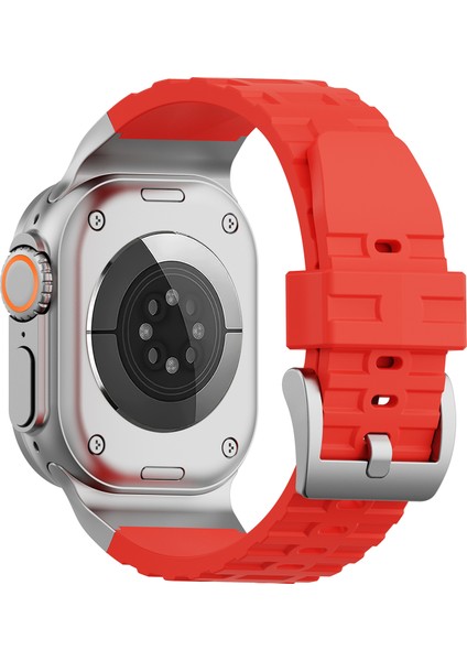 Apple Watch Series 10 46MM/ULTRA 2/ultra 49MM/9 8 7 45MM/SE (2023) Se (2022) Se 6 5 4 44MM/3 2 1 42MM Için Sıvı Silikon Kayış - Kırmızı (Yurt Dışından)
