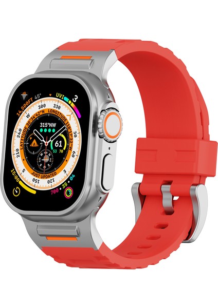 Apple Watch Series 10 46MM/ULTRA 2/ultra 49MM/9 8 7 45MM/SE (2023) Se (2022) Se 6 5 4 44MM/3 2 1 42MM Için Sıvı Silikon Kayış - Kırmızı (Yurt Dışından) modelleri