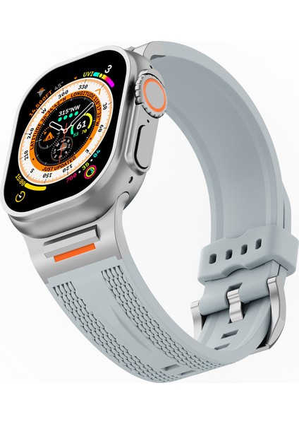 Apple Watch Series 10 46MM/ULTRA 2/ultra 49MM/9 8 7 45MM/SE (2023) Se (2022) Se 6 5 4 44MM/3 2 1 42MM Için Spor Sıvı Silikon Kayış - Bulutlu Gri (Yurt Dışından) modelleri