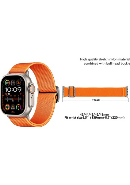 Apple Watch Series 10 46MM/ULTRA 2 Ultra 49MM/9 8 7 45MM/SE (2023) Se (2022) Se 6 5 4 44MM/3 2 1 42MM Için Kalebol Naylon Saat Kayışı - Siyah (Yurt Dışından) modelleri