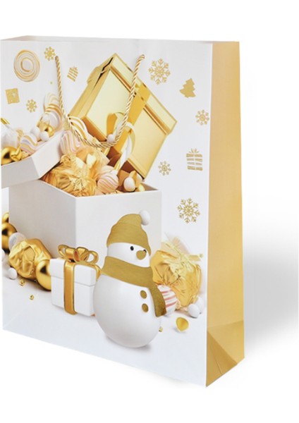Yılbaşı Temalı Lüks Karton Çanta Ip Detaylı 31 x 40 cm 5 Adet