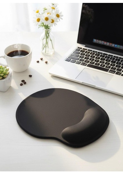 Tıger Track Siyah Bilek Destekli Ergonomik - Kaymaz Taban Mouse Pad