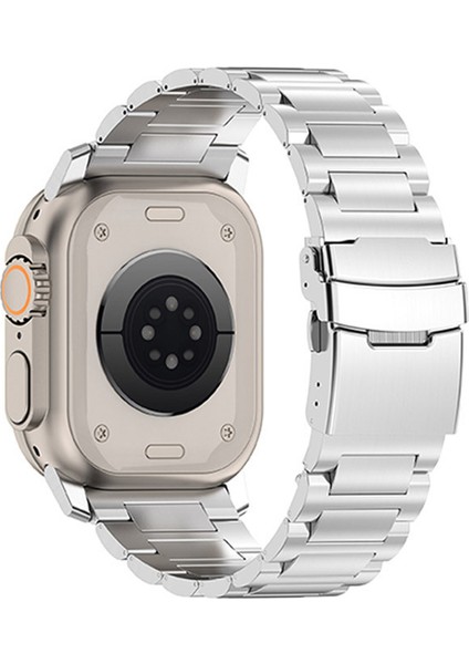 Apple Watch 10 46MM/ULTRA 2/ultra 49MM/9 8 7 45MM/SE (2023) Se (2022) Se 6 5 4 44MM/3 2 1 42MM Titanyum Alaşımlı Kayış 26MM Bant-Gümüş (Yurt Dışından)