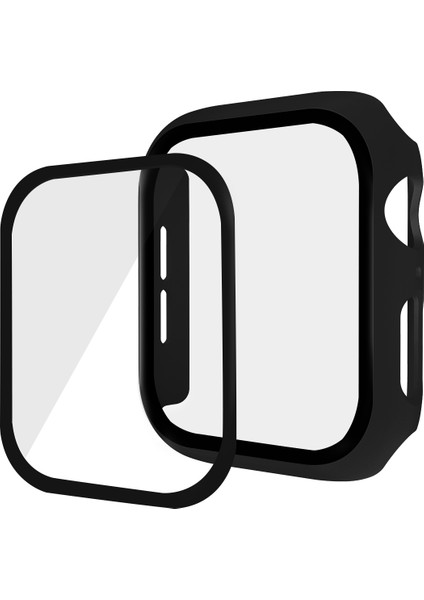 Hat Prınce Apple Watch Series 4/5/6/se/se (2022) 40 mm Pc Çerçeve + Temperli Cam Koruyucu Saat Kılıfı - Siyah (Yurt Dışından)