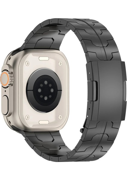 Apple Watch 10 46MM/ULTRA 2/ultra 49MM/9 8 7 45MM/SE (2023) Se (2022) Se 6 5 4 44MM/3 2 1 42MM Titanyum Alaşımlı Kayış Bandı-Siyah (Yurt Dışından)