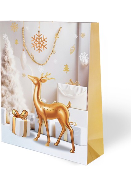 Yılbaşı Temalı Lüks Karton Çanta Ip Detaylı 31 x 40 cm 5 Adet