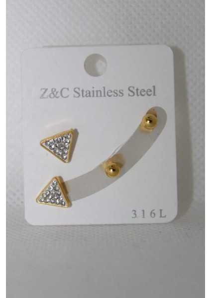 316L Paslanmaz Çelik Üçgen Kadın Küpe Seti