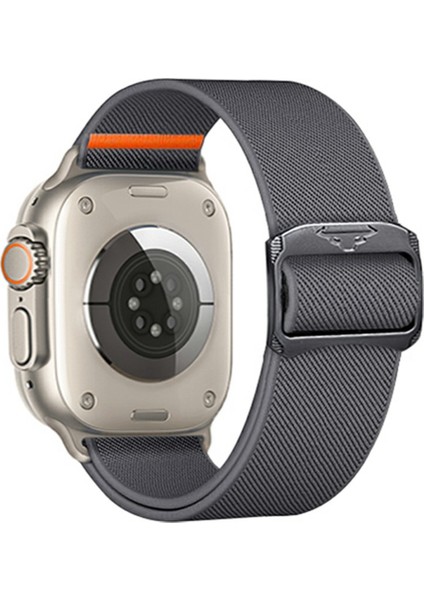 Apple Watch Series 10 46MM/ULTRA 2/ultra 49MM/SERIES 9 8 7 45MM/SE (2023) Se (2022) Se 6 5 4 44MM/3 2 1 42MM Bant Için Naylon Kayış - Koyu Gri (Yurt Dışından)