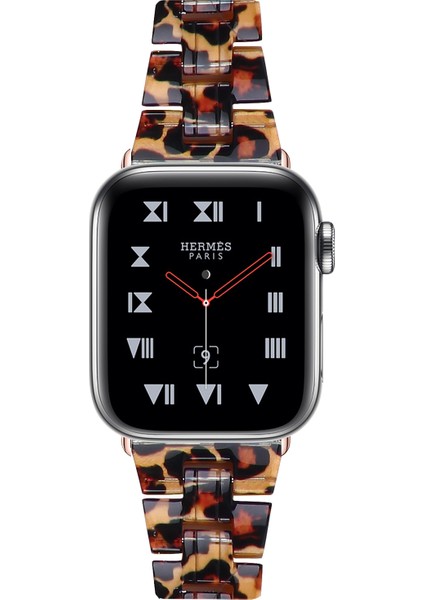 Apple Watch Series 10 46MM/ULTRA 2 Ultra 49MM/9 8 7 45MM/SE (2023) Se (2022) Se 6 5 4 44MM/3 2 1 42MM-LEOPARD Için Hafif Renkli Reçine Saat Kayışı Değişimi (Yurt Dışından) modelleri