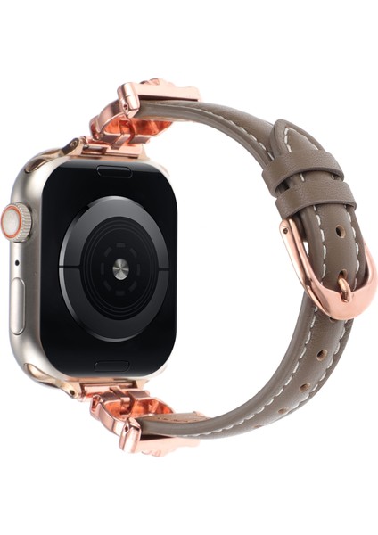 Apple Watch Series 10 46MM/ULTRA 2 Ultra 49MM/9 8 7 45MM/SE (2023) Se (2022) Se 6 5 4 44MM/3 2 1 42MM Saat Kayışı - Gül Altın/kahverengi (Yurt Dışından)