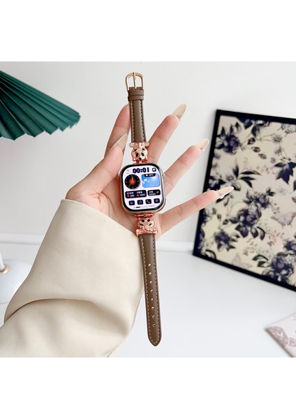 Apple Watch Series 10 46MM/ULTRA 2 Ultra 49MM/9 8 7 45MM/SE (2023) Se (2022) Se 6 5 4 44MM/3 2 1 42MM Saat Kayışı - Gül Altın/kahverengi (Yurt Dışından) indirimleri