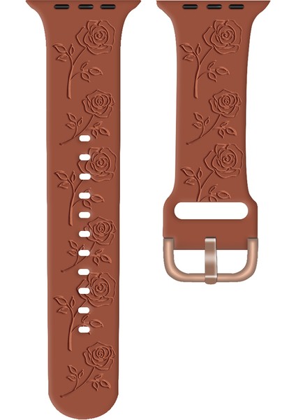 Apple Watch 10 46MM/ULTRA 2/ultra 49MM/9 8 7 45MM/SE (2023) Se (2022) Se 6 5 4 44MM/3 2 1 42MM Gül Silikon Bant-Kahverengi (Yurt Dışından)