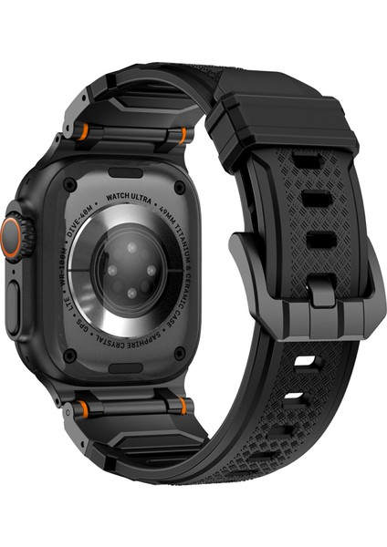 Apple Watch 10 46MM/ULTRA 2/ultra 49MM/9 8 7 45MM/SE (2023) Se (2022) Se 6 5 4 44MM/3 2 1 42MM Sıvı Silikon Kayış-Titanyum+Siyah Için (Yurt Dışından)