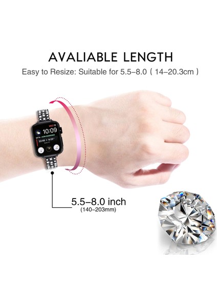 Apple Watch Series 10 42MM/9 8 7 41MM/SE (2023) Se (2022) Se 6 5 4 40MM/3 2 1 38MM Çinko Alaşımlı Bant - Siyah Için Yapay Elmas Kayış (Yurt Dışından) fırsatları