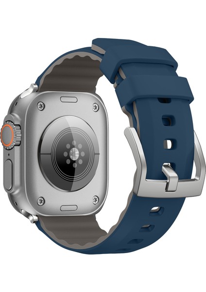 Kalebol Apple Watch Series 10 42MM/9 8 7 41MM/SE (2023) Se (2022) Se 6 5 4 40MM/3 2 1 38MM Saat Kayışı Çift Renkli Silikon Kayış - Gece Mavisi (Yurt Dışından)