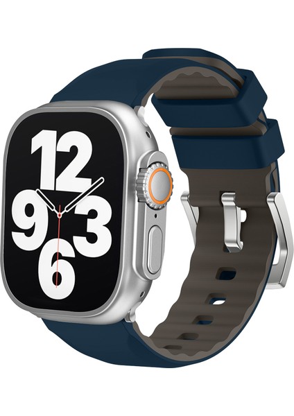 Kalebol Apple Watch Series 10 42MM/9 8 7 41MM/SE (2023) Se (2022) Se 6 5 4 40MM/3 2 1 38MM Saat Kayışı Çift Renkli Silikon Kayış - Gece Mavisi (Yurt Dışından) indirimleri