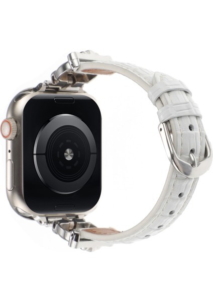 Apple Watch Series 10 46MM/ULTRA 2 Ultra 49MM/9 8 7 45MM/SE (2023) Se (2022) Se 6 5 4 44MM/3 2 1 42MM Saat Kayışı - Gümüş/beyaz (Yurt Dışından)