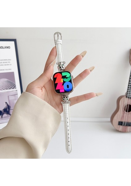 Apple Watch Series 10 46MM/ULTRA 2 Ultra 49MM/9 8 7 45MM/SE (2023) Se (2022) Se 6 5 4 44MM/3 2 1 42MM Saat Kayışı - Gümüş/beyaz (Yurt Dışından) indirimleri