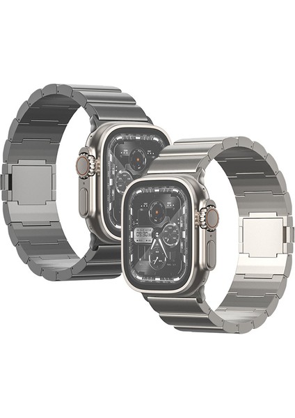 Apple Watch 10 46MM/ULTRA 2/ultra 49MM/9 8 7 45MM/SE (2023) Se (2022) Se 6 5 4 44MM/3 2 1 42MM Titanyum Alaşımlı Manyetik Kayış - Gri (Yurt Dışından) modelleri