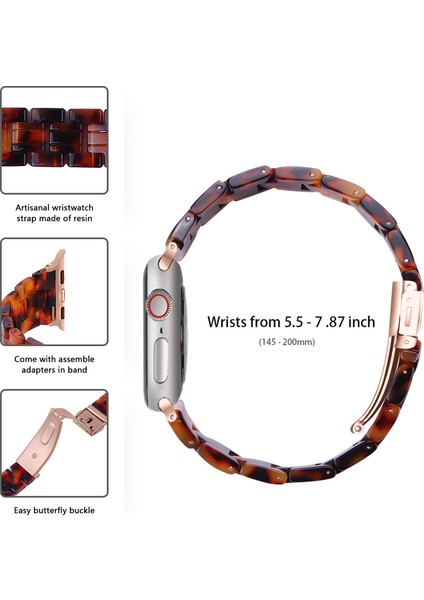 Apple Watch Series 10 46MM/ULTRA 2 Ultra 49MM/9 8 7 45MM/SE (2023) Se (2022) Se 6 5 4 44MM/3 2 1 42MM-KAPLUMBAĞA Kabuğu Için Hafif Renkli Reçine Saat Kayışı Değişimi (Yurt Dışından) fırsatları