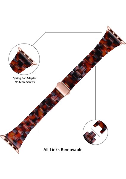 Apple Watch Series 10 46MM/ULTRA 2 Ultra 49MM/9 8 7 45MM/SE (2023) Se (2022) Se 6 5 4 44MM/3 2 1 42MM-KAPLUMBAĞA Kabuğu Için Hafif Renkli Reçine Saat Kayışı Değişimi (Yurt Dışından) indirimleri