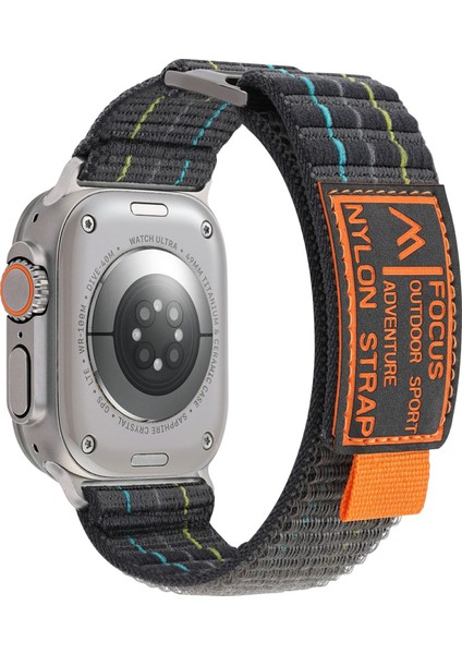 Apple Watch Series 10 46mm/Ultra 2 Ultra 49mm/9 8 7 45mm/SE (2023) SE (2022) SE 6 5 4 44mm/3 2 1 42mm için KALEBOL Naylon Spor Kordon - Gri (Yurt Dışından)